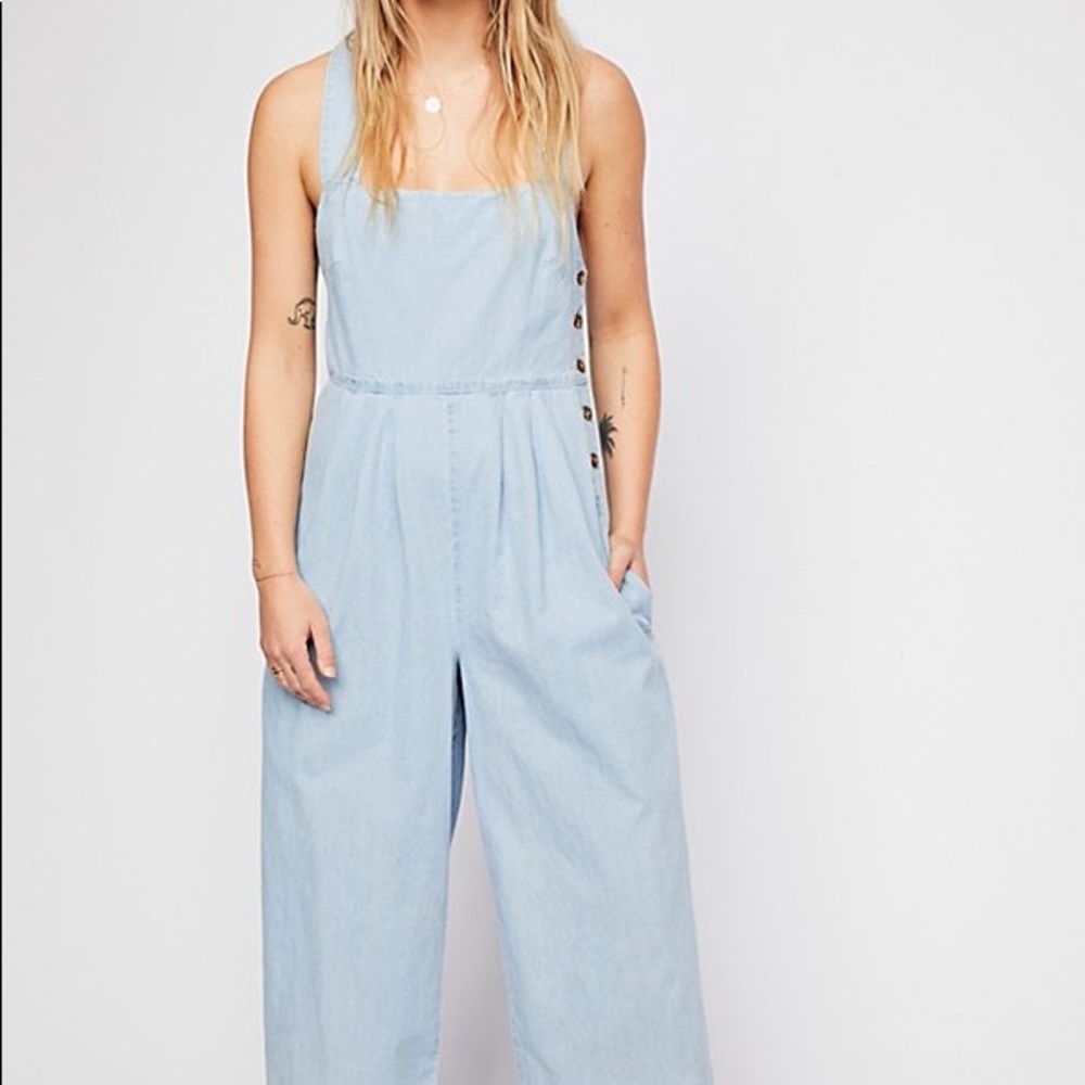 Free People Fara Denim Jumpsuit